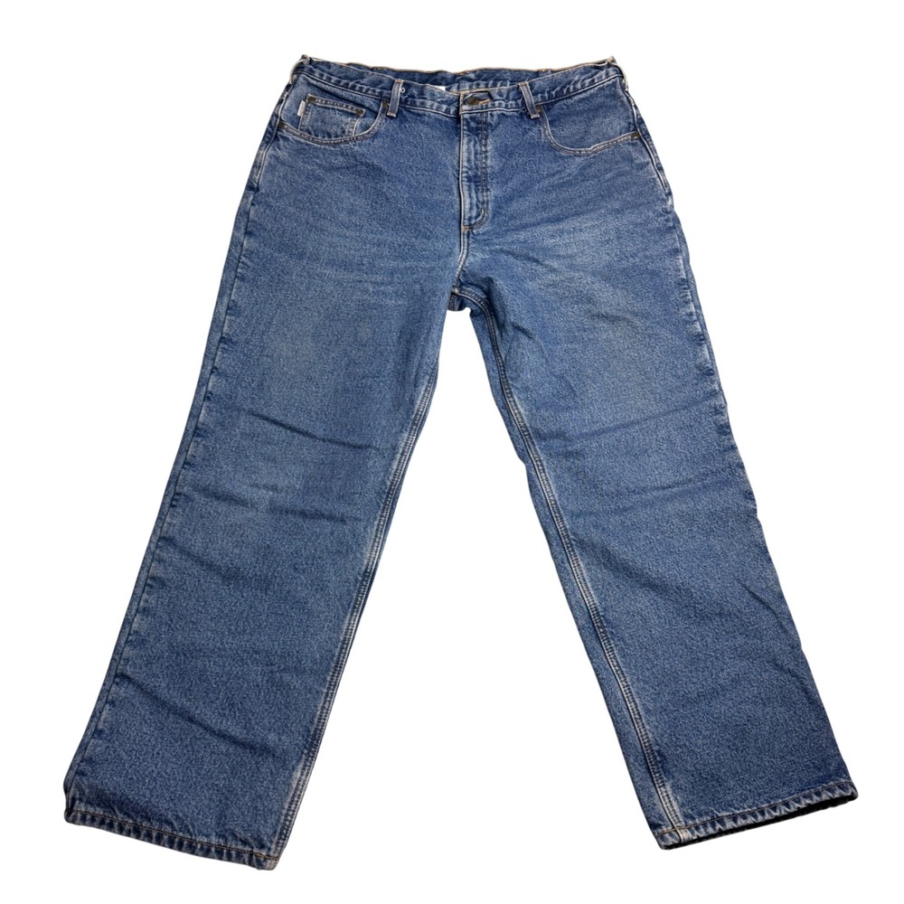 Carhartt Mens 40x30 Blue Jeans Fleece‎ Lined Relaxed Fit B155 DST